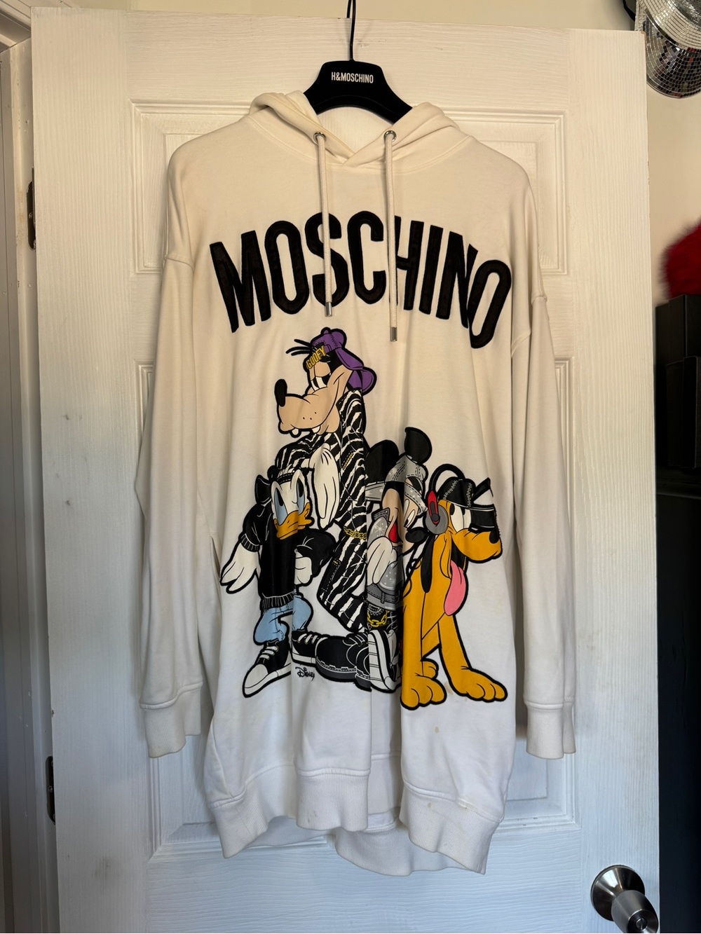 Moschino for H&M White Cartoon-Print Hoodie Sweater